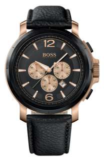 BOSS Black Leather Strap Chronograph Watch  