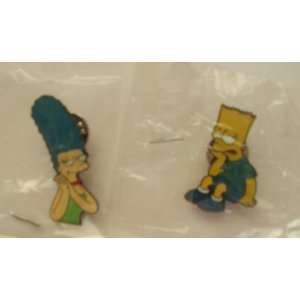  2 Bart Simpson & Marge Metal Pin Badge Set: Everything 