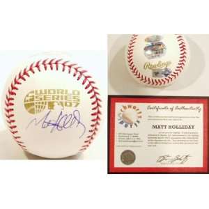  Matt Holliday Signed 2007 World Series Baseball Sports 
