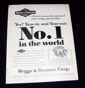 1955 BRIGGS & STRATTON Gasoline Engine Ad  