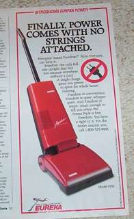 1989 advertising   Eureka Freedom Vacuum Cleaners home cleaning PRINT 