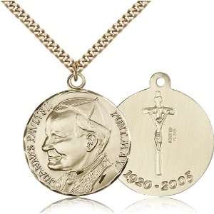  Gold Filled Pope John Paul II Medal Pendant 1 1/4 x 1 1/8 