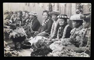 Vintage Real Photograph Postcard Hawaii Flower People  