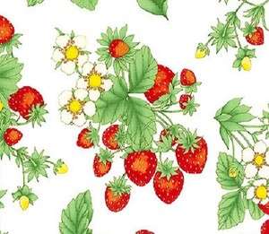 FABRIC Summer Fruit STRAWBERRY PLANTS Strawberries Timeless Treas. 1 