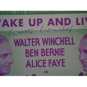  Winchell, Walter Alice Faye Wake Up And Live 1937 Sheet 