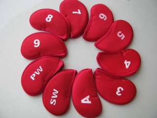 10 pcs Red Golf Club Iron Putter Head Cover HeadCovers Protect set 