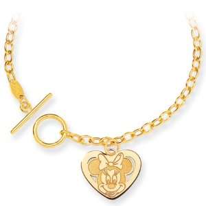   Disneys Minnie Mouse, Heart Charm Bracelet in 14 Karat Gold Jewelry