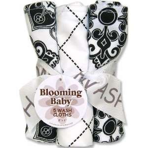    Versailles Black and White Wash Cloth Blooming Bouquet White Baby