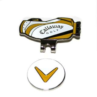 NEW YELLOW CALLAWAY MAGNETIC BALL MARKER HAT CLIP BAG DRIVER  