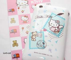   AUTHENTIC SANRIO HELLO KITTY SOFT RUBBER CASE COVER BLUE STAMPS  