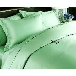   Thread Count Bed Sheet Set Solid Sateen Sage   Full: Home & Kitchen