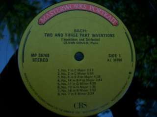 LP: BACH Two and Three Part Inventions GOULD CBS Master  