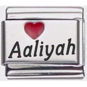  Aaliyah Red Heart Laser Name Italian Charm Link Jewelry