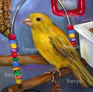 YELLOW CANARY LE#3/50 GICLEE Painting Cage Song Bird Parrot Kasheta 