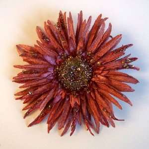  Beaded Gerbera Daisy Artificial Flower Pin Brooch, Mauvee 