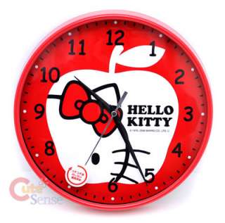 Sanrio Hello Kitty Red Apple Wall Clock   Japan Imported