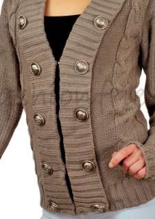   Grey Military Cable Cardigan Jumper RRP £32 Womens Clothing  