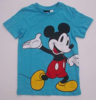 Shirt DISNEY Mickey Mouse Junge hellblau 122 128 NEU  