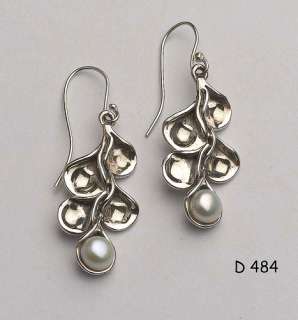 New Hagit Gorali Sterling Silver Earrings w Genuine Pearls D484  