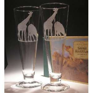  Giraffe Crystal Pilsner Glass Set
