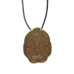  Macha The Celtic Goddess, Brass Plated Pendant on Cord Necklace 