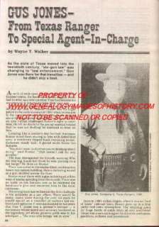 Texas Ranger Lawman Gus Jones   Special Agent In Charge  