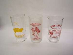 Lebanon County PA Firemens Vintage Glasses 3 60s 70s  