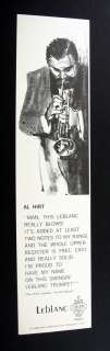 Leblanc Trumpet Al Hirt drawing 1964 print Ad  