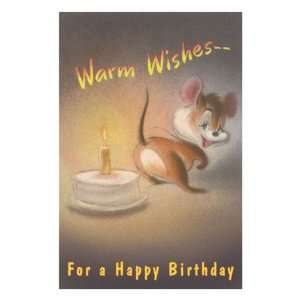  Warm Wishes for a Happy Birthday, Mouse and Candle Art 