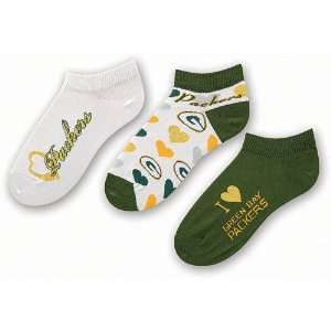 For Bare Feet Green Bay Packers Womens 3 Pack Socks Medium  
