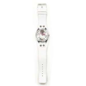 : Hello Kitty White Face Crystal Watch with White Band + Hello Kitty 