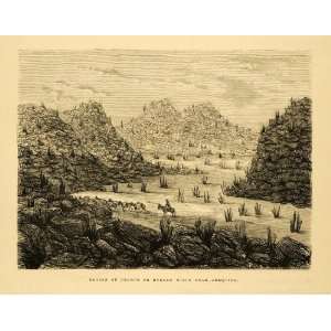   Rugged Hills Landscape Mountains   Original Engraving