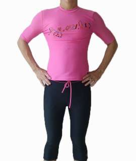 Womens Speedo Skin Suit Sun Protection Rash Guard Pink/Black XL  