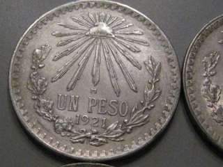 16 coin run AU/Unc Silver Pesos. Mexico. 1921 to 1945. #3  