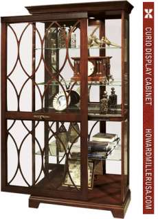 680 509 Howard Miller cherry modern Curio Display Cabinet,back mirror 