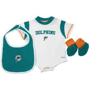  Reebok Miami Dolphins Infant Creeper, Bib & Bootie Set 