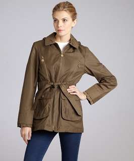Betsey Johnson cargo cotton blend hooded ruffle trench coat
