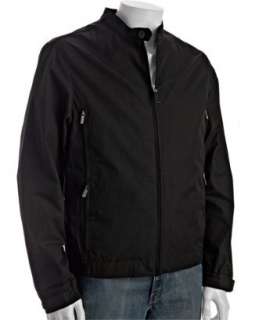 Zegna black cotton nylon motorcycle jacket  