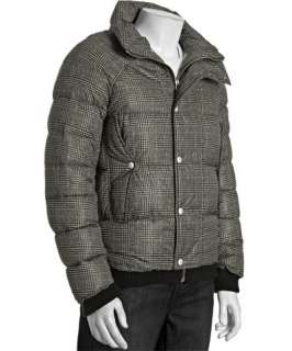 Moncler Gamme Bleu grey houndstooth quilted down hooded parka
