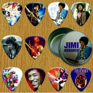  Jimi Hendrix Signed Autographed 10 Guitar Picks Tin Set 