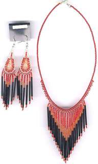 NAVAJO BEADED NECKLACE EARRING SET#16,NATIVE AMERICAN JEWELRY  