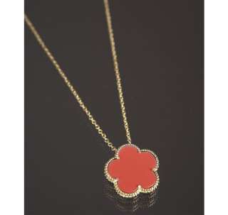Jardin coral clover pendant chain necklace