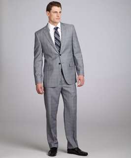 Joseph Abboud grey plaid super 150s wool two button suit with flat 