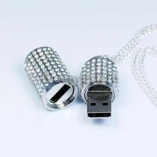   Crystals Lipstick Case Necklace Jewelry USB 2.0 Flash Memory Pen Drive