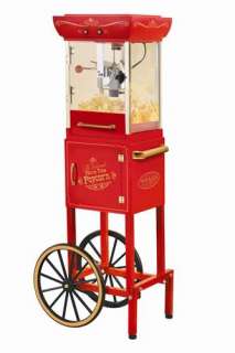 New Nostalgia Electrics Popcorn Cart w/ Stainless Steel Kettle   Red