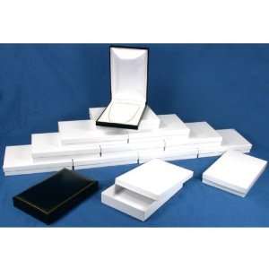  12 Necklace Boxes Black White Leather Gift Case Display 