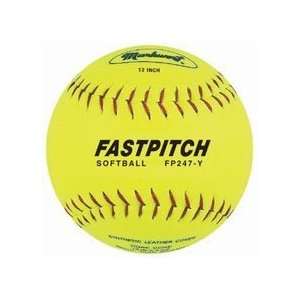 12 Yellow Genuine Leather Fast Pitch Softballs from 