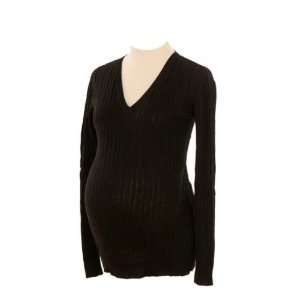 Lilo Maternity Cable V neck Sweater Black M