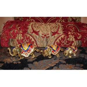  Set of 3 Gold Bejeweled Elephant Jewelry Trinket Box: Home 