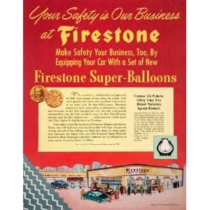 1950 Ad Firestone Super Baloon Tires Gum Rubber Fiftieth Anniversary 